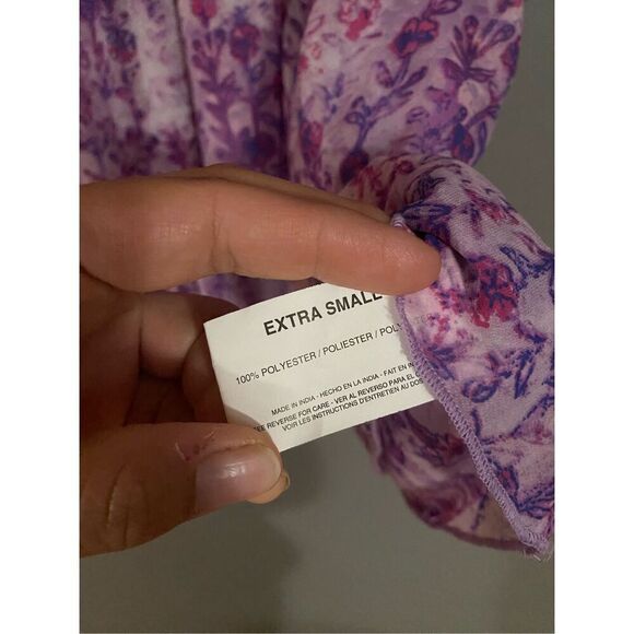 Nine West Vintage America Collection Lilac/Floral Tiered Short Sleeve Top XS - Picture 4 of 4